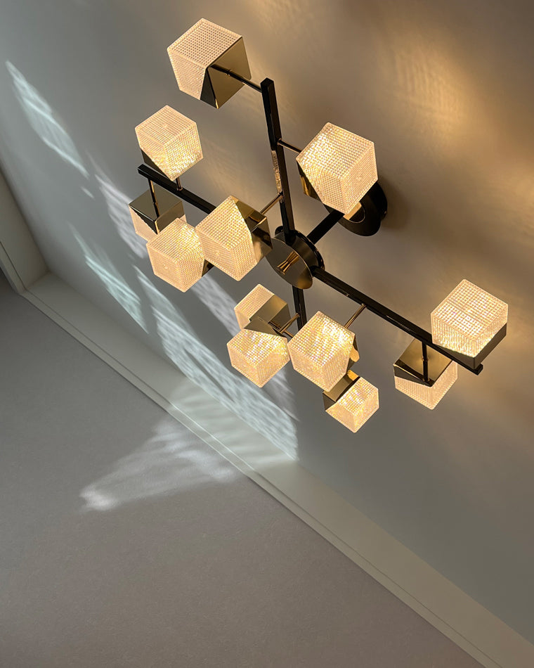 WOMO Prismatic Cube Gold Chandelier-WM2211