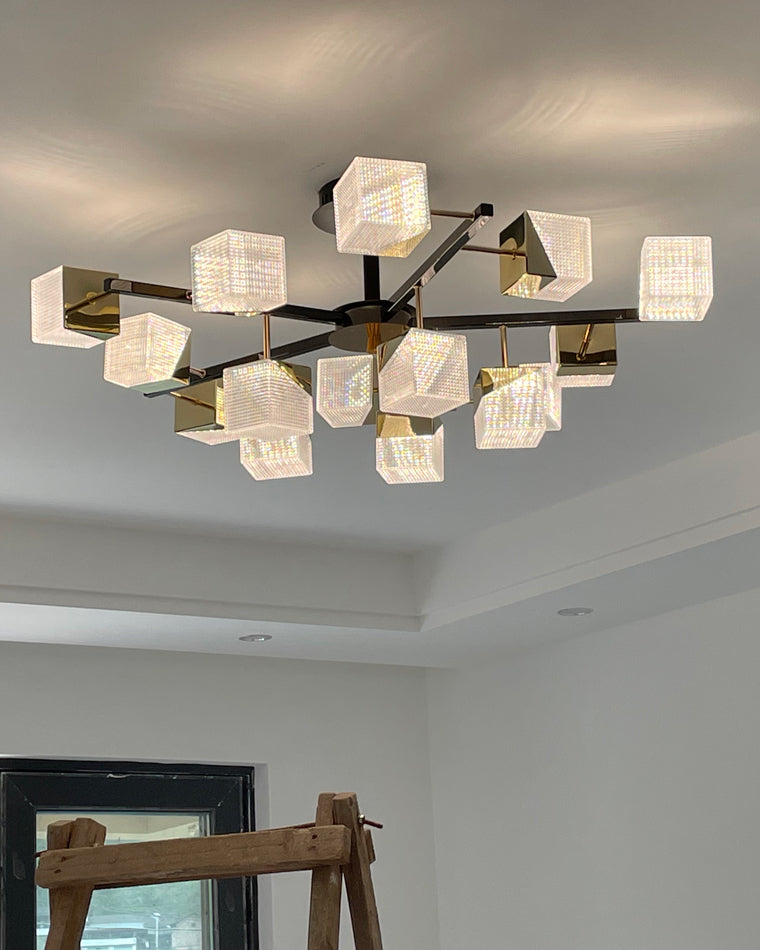 WOMO Prismatic Cube Gold Chandelier-WM2211