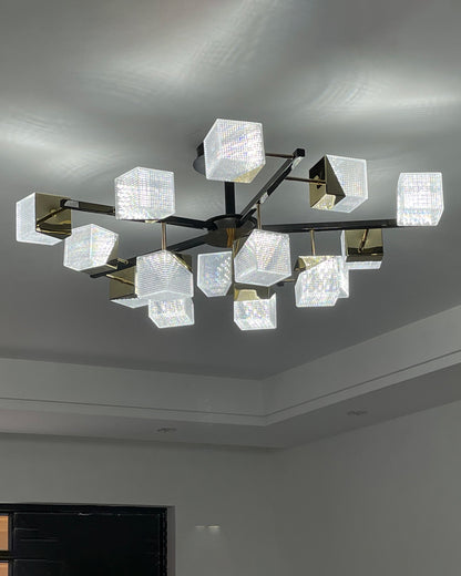 WOMO Prismatic Cube Gold Chandelier-WM2211