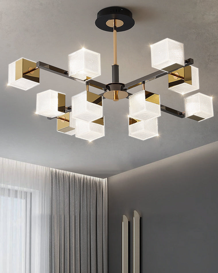 WOMO Prismatic Cube Gold Chandelier-WM2211