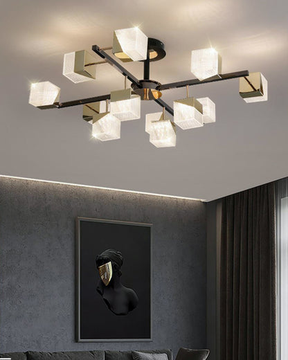 WOMO Prismatic Cube Gold Chandelier-WM2211