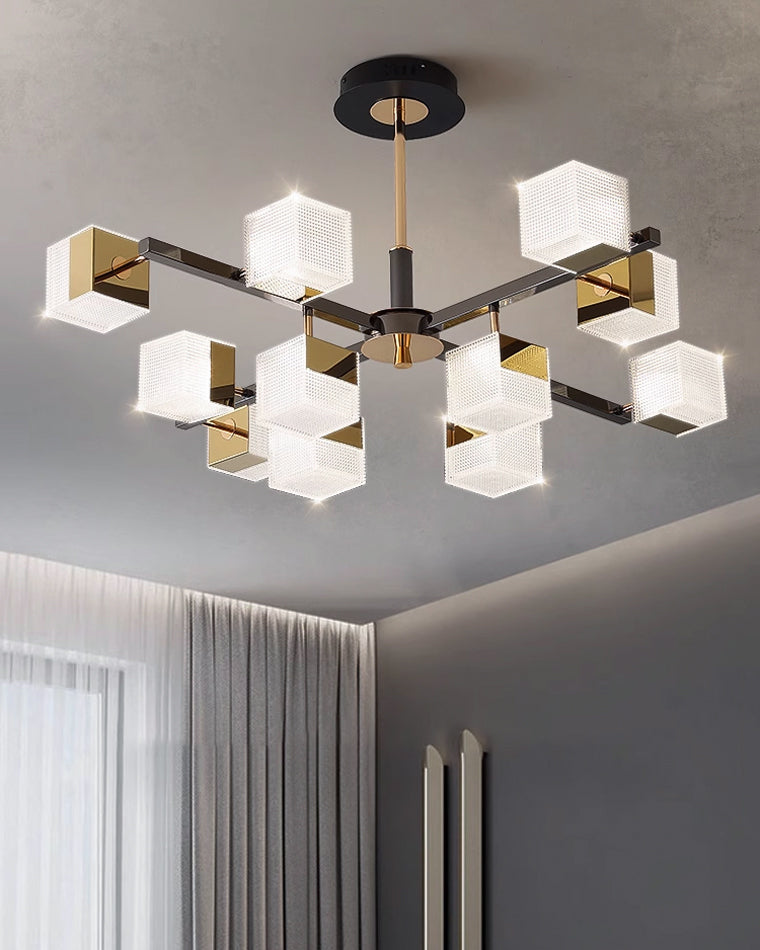 WOMO Prismatic Cube Gold Chandelier-WM2211