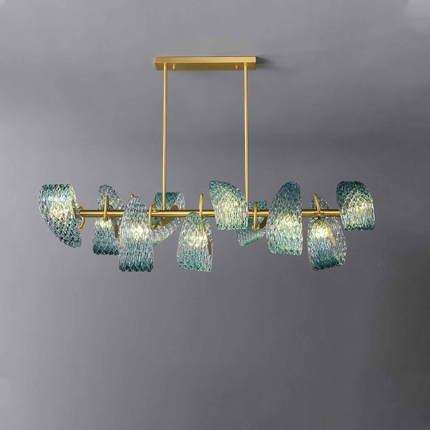 WOMO Peacock Art Glass Linear Chandelier-WM2213c