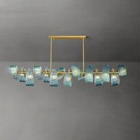 WOMO Peacock Blue Art Glass Linear Chandelier-WM2213c
