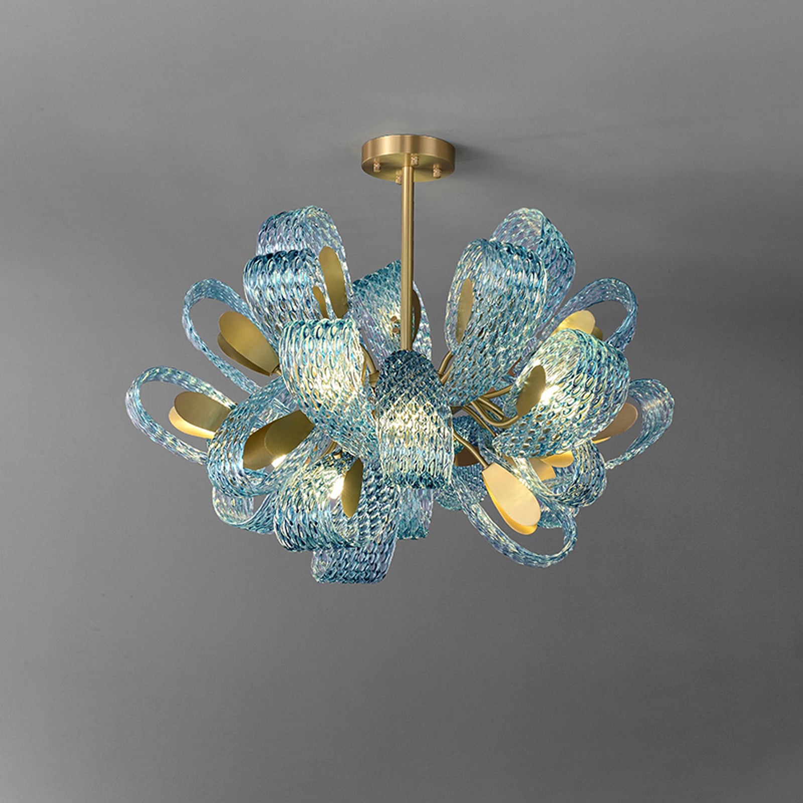 WOMO Peacock Blue Art Glass Chandelier-WM2213b