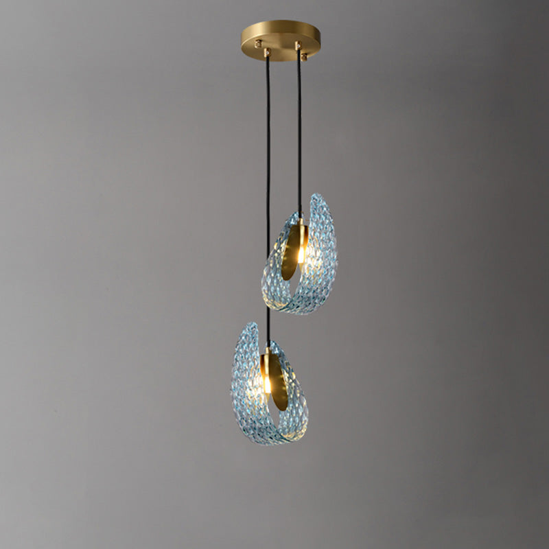 WOMO Peacock Blue Art Glass Chandelier-WM2213
