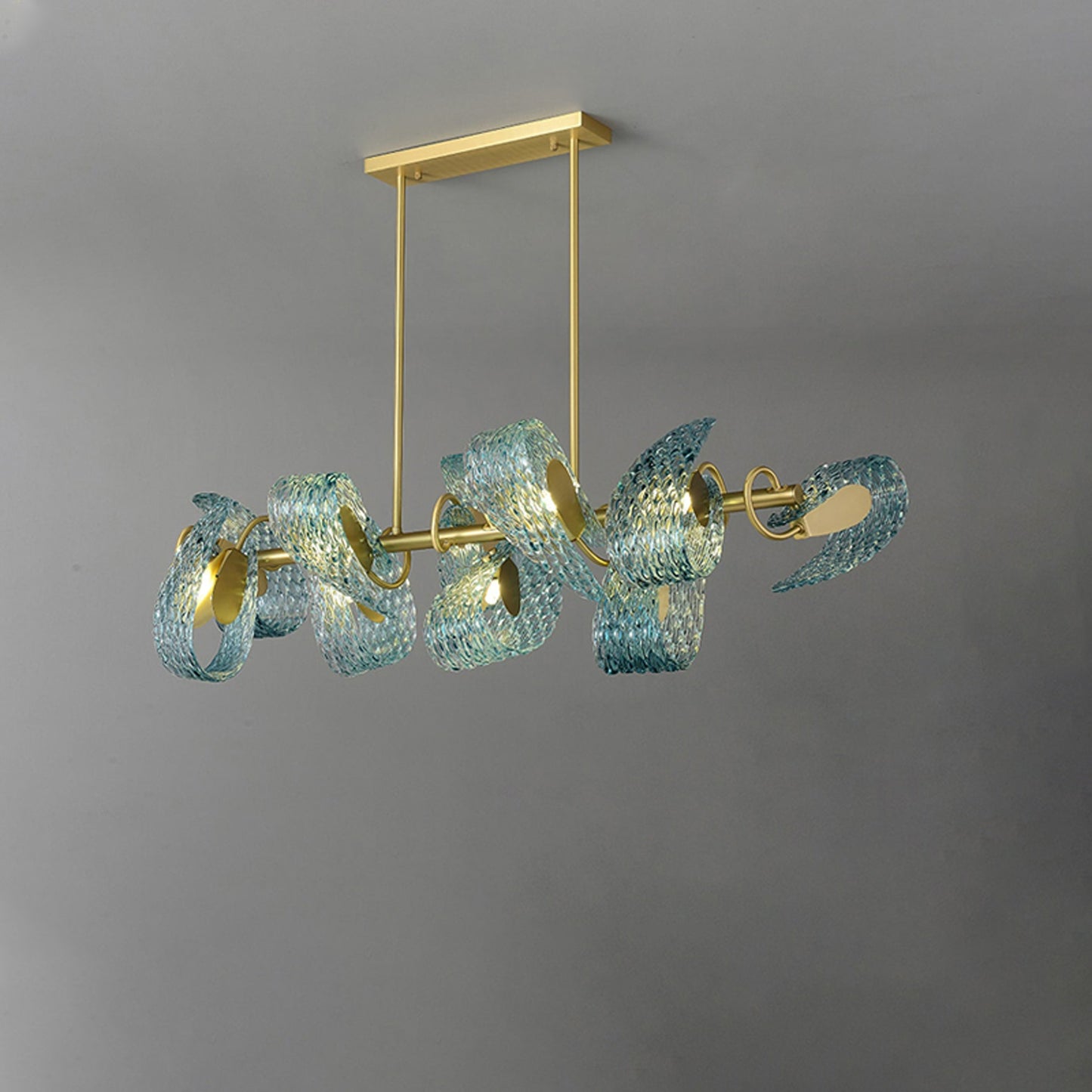 WOMO Peacock Art Glass Linear Chandelier-WM2213c