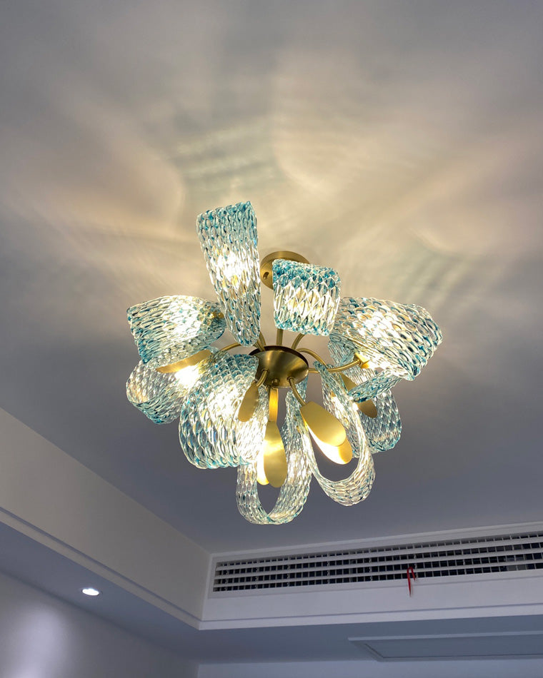 WOMO Peacock Blue Art Glass Chandelier-WM2213