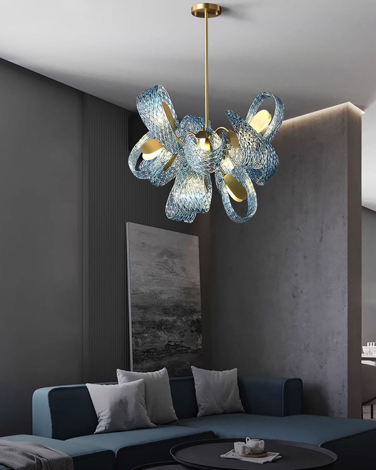 WOMO Peacock Blue Art Glass Chandelier-WM2213