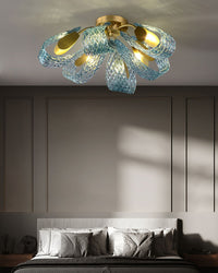 WOMO Peacock Sea Glass Semi-Flush Mount Ceiling Light-WM1111