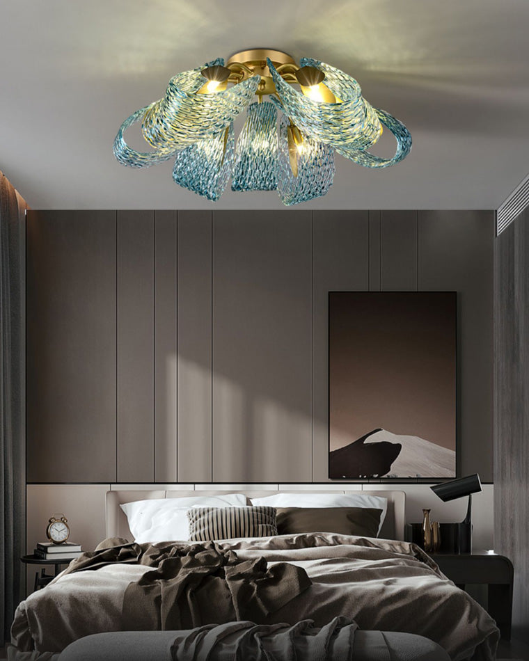 WOMO Peacock Blue Art Glass Chandelier-WM2213