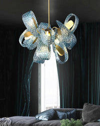WOMO Peacock Blue Art Glass Chandelier-WM2213