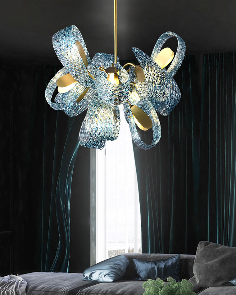 WOMO Peacock Blue Art Glass Chandelier-WM2213