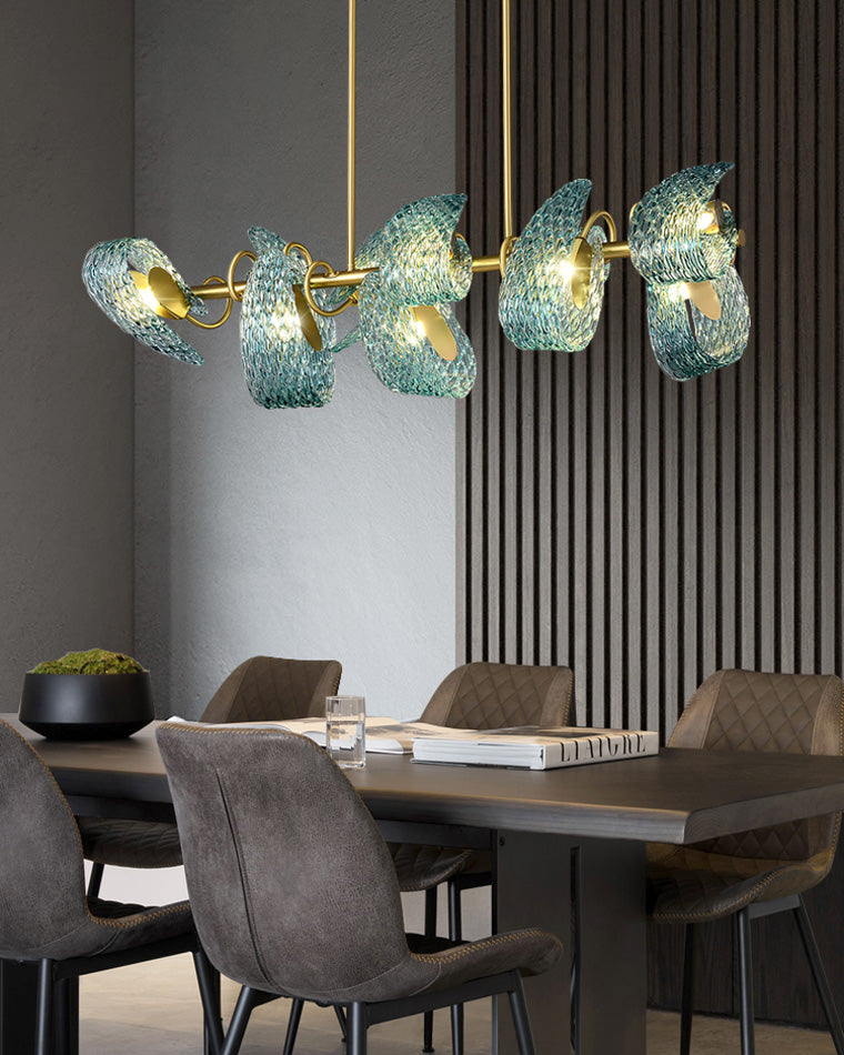 WOMO Peacock Blue Art Glass Chandelier-WM2213