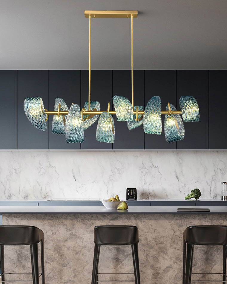 WOMO Peacock Blue Art Glass Chandelier-WM2213