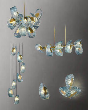 WOMO Peacock Leaf Glass Chandelier-WM2213