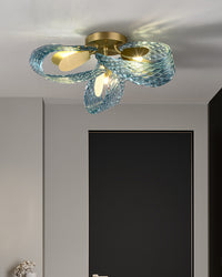 WOMO Peacock Sea Glass Semi-Flush Mount Ceiling Light-WM1111