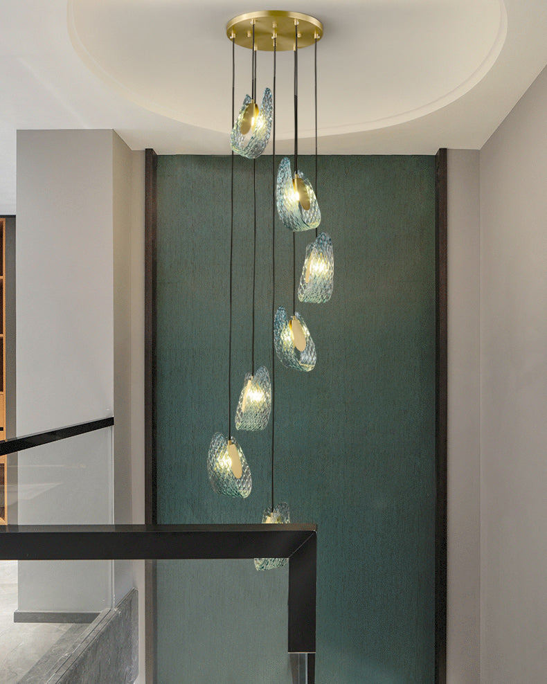 WOMO Peacock Blue Art Glass Pendant Light-WM2213a