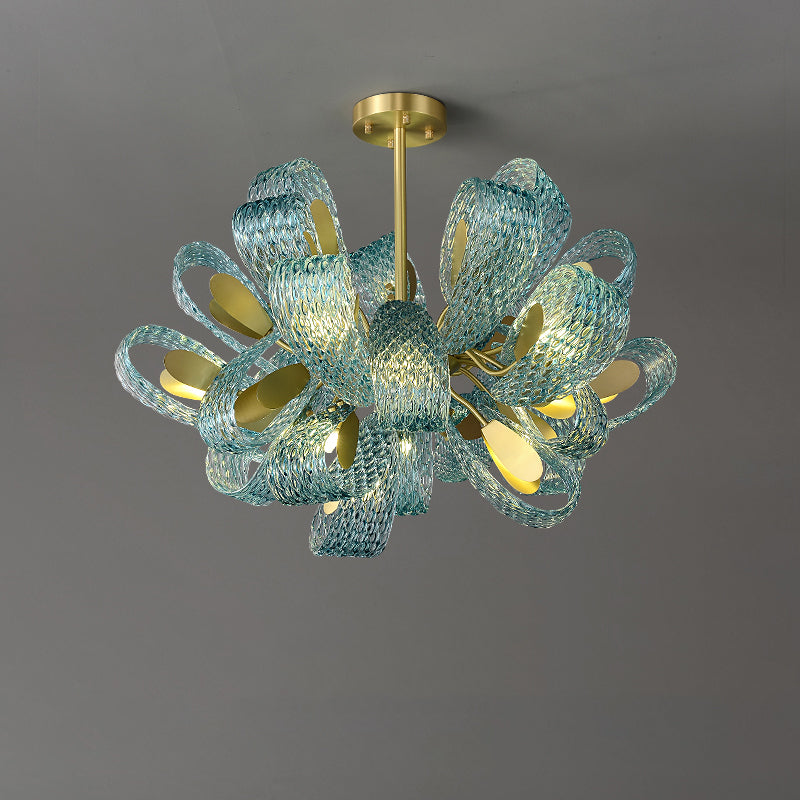 WOMO Peacock Blue Art Glass Chandelier-WM2213b
