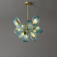 WOMO Peacock Blue Art Glass Chandelier-WM2213b
