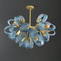 WOMO Peacock Blue Art Glass Chandelier-WM2213b