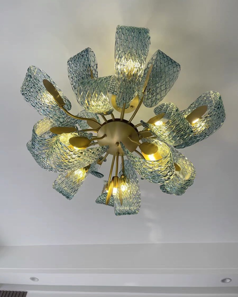 WOMO Peacock Blue Art Glass Chandelier-WM2213b
