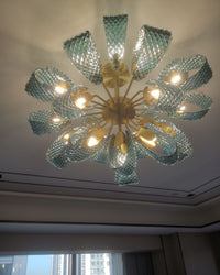 WOMO Peacock Blue Art Glass Chandelier-WM2213b