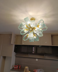 WOMO Peacock Blue Art Glass Chandelier-WM2213b