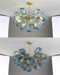 WOMO Peacock Blue Art Glass Chandelier-WM2213b