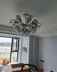 WOMO Peacock Blue Art Glass Chandelier-WM2213b