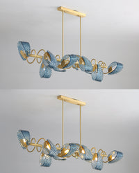 WOMO Peacock Blue Art Glass Linear Chandelier-WM2213c