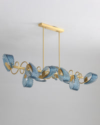 WOMO Peacock Blue Art Glass Linear Chandelier-WM2213c