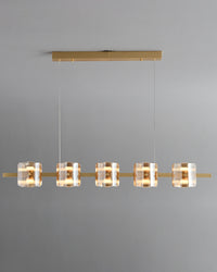 WOMO Glass Brass Linear Chandelier-WM2219A