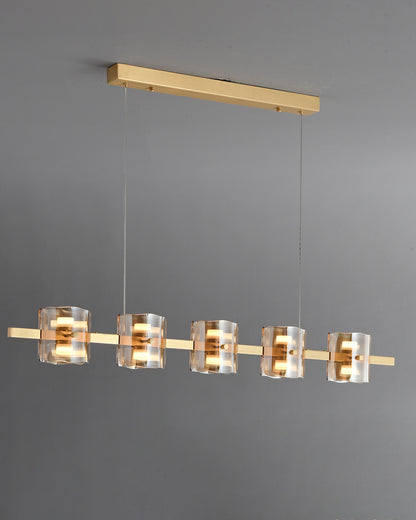 WOMO Glass Brass Linear Chandelier-WM2219A