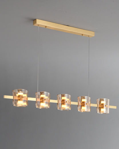 WOMO Glass Brass Linear Chandelier-WM2219A