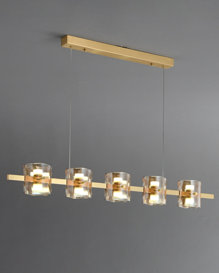 WOMO Glass Brass Linear Chandelier-WM2219A