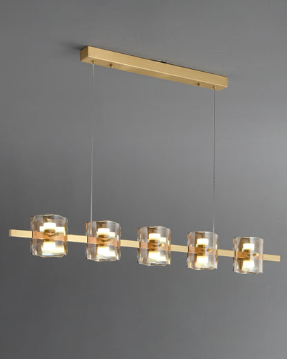 WOMO Glass Brass Linear Chandelier-WM2219A