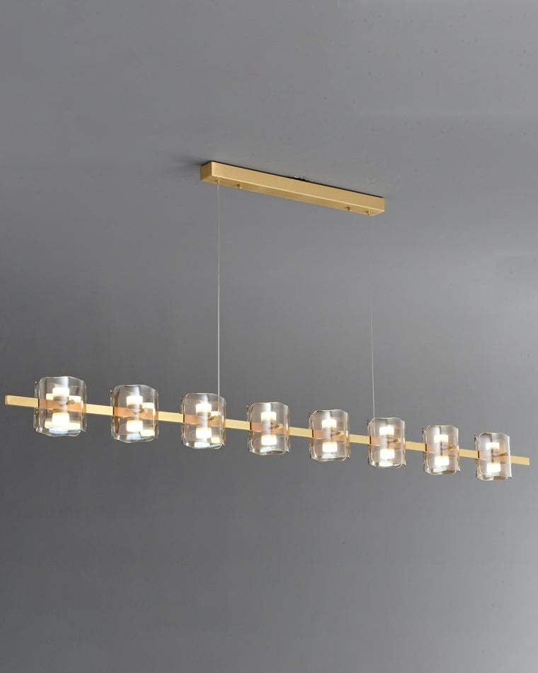 WOMO Glass Brass Linear Chandelier-WM2219A