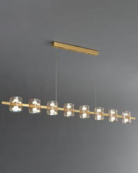 WOMO Glass Brass Linear Chandelier-WM2219A