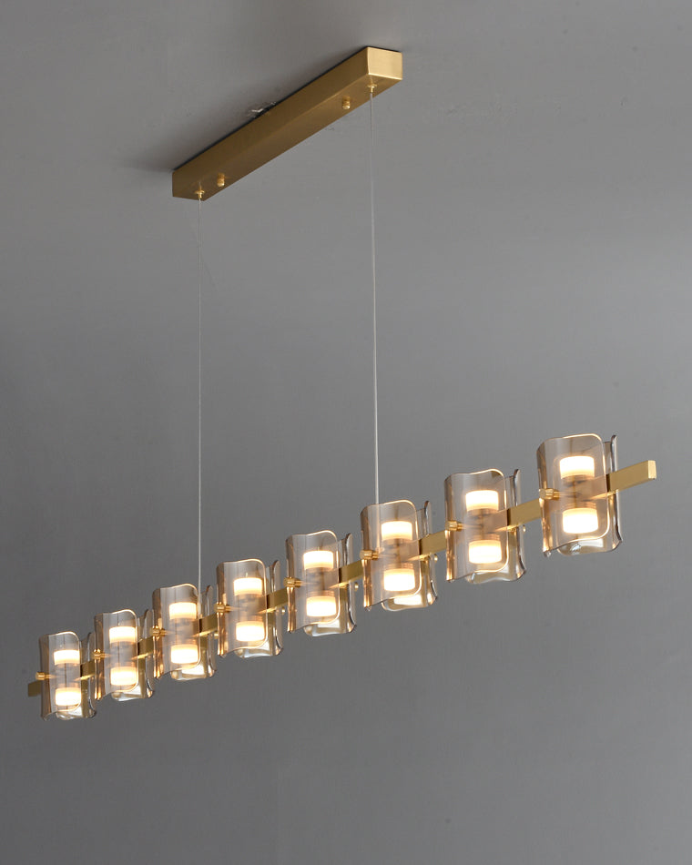 WOMO Glass Brass Linear Chandelier-WM2219A