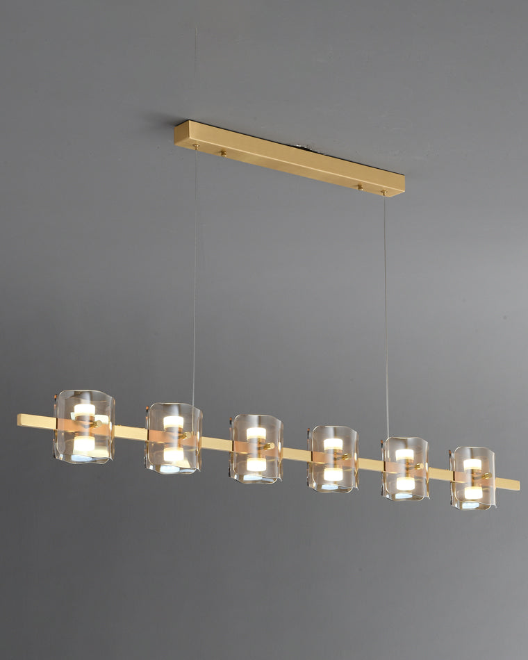 WOMO Glass Brass Linear Chandelier-WM2219A