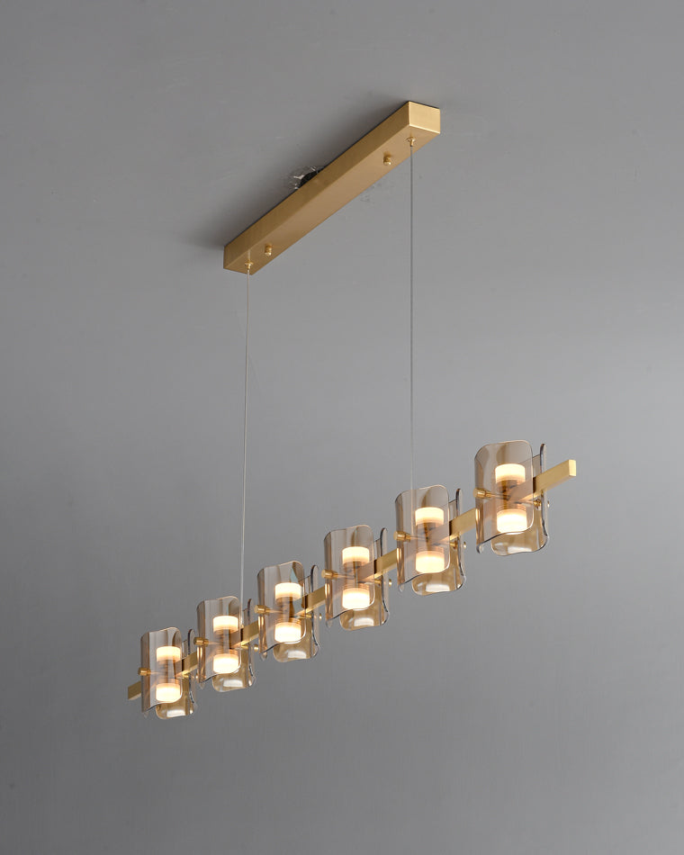 WOMO Glass Brass Linear Chandelier-WM2219A