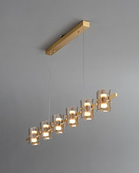WOMO Glass Brass Linear Chandelier-WM2219A