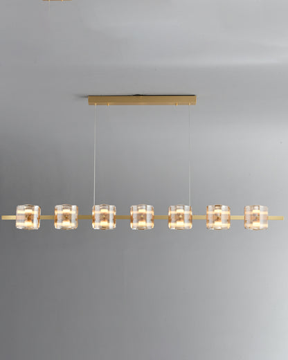 WOMO Glass Brass Linear Chandelier-WM2219A