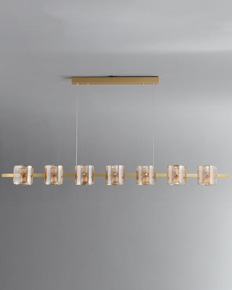 WOMO Glass Brass Linear Chandelier-WM2219A