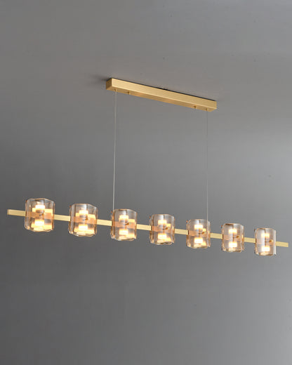 WOMO Glass Brass Linear Chandelier-WM2219A