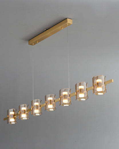 WOMO Glass Brass Linear Chandelier-WM2219A