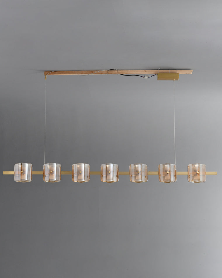 WOMO Glass Brass Linear Chandelier-WM2219B