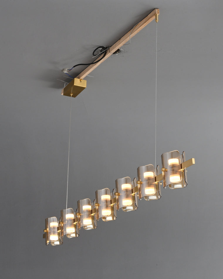 WOMO Glass Brass Linear Chandelier-WM2219B