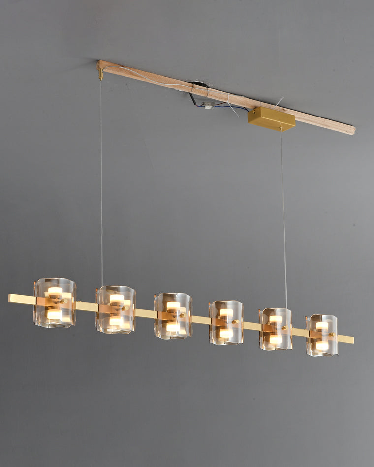 WOMO Glass Brass Linear Chandelier-WM2219B